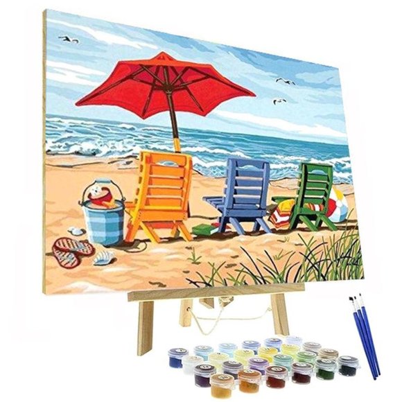 Paint By Numbers Kit Beach Chairs - Picture 1 of 4